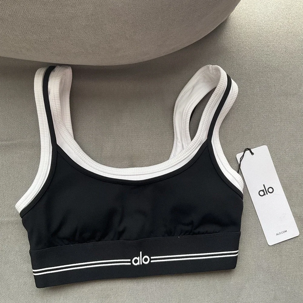 Alo Yoga Airbrush Better Together Bra Black/White XXS
